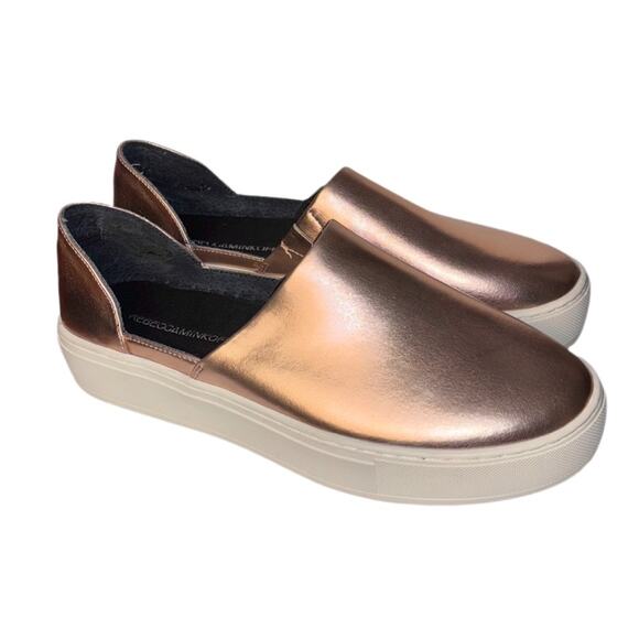 Rebecca Minkoff rose gold metallic nana leather slip on sneakers women's 8.5 - Picture 2 of 16